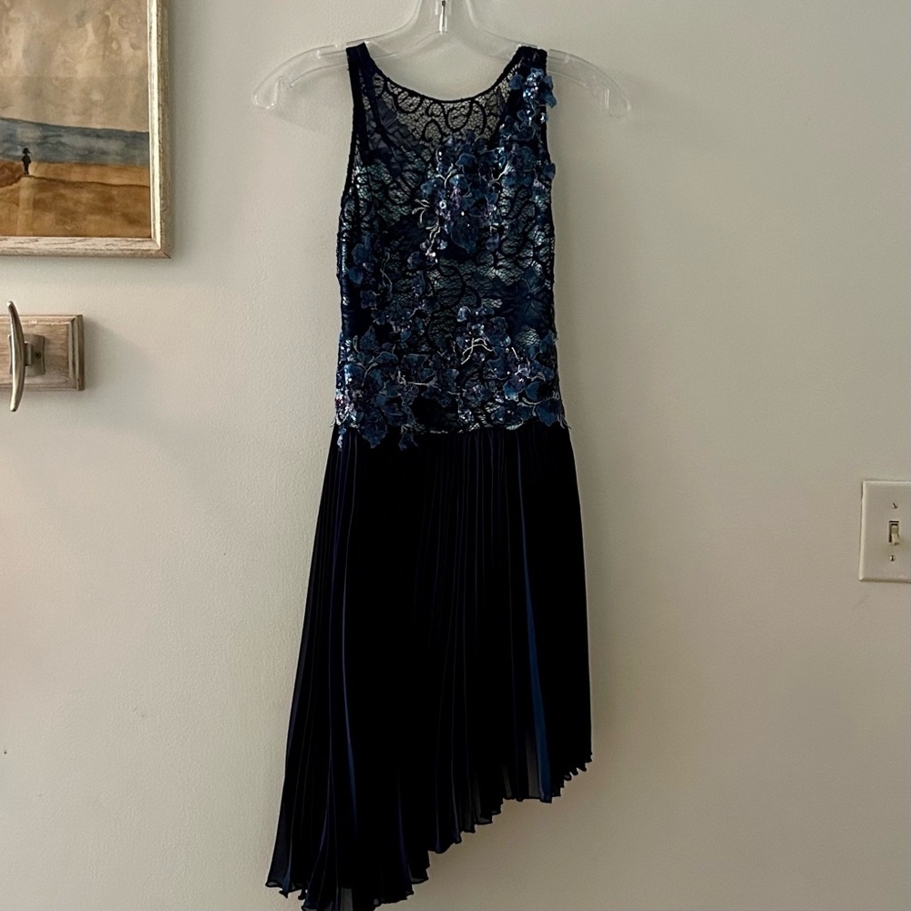 Sequin Asymmetrical Pleated Dance Costume